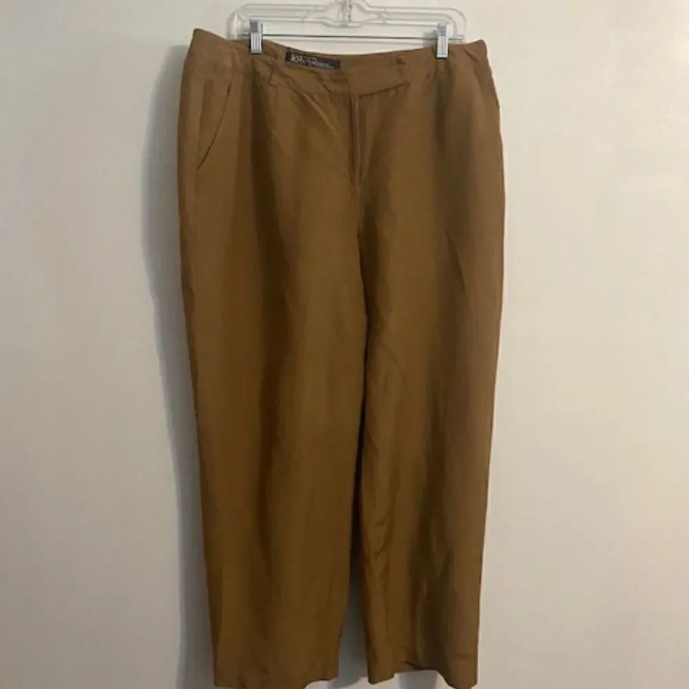 Kasper Brown Linen mixed wide-leg pants, size16W